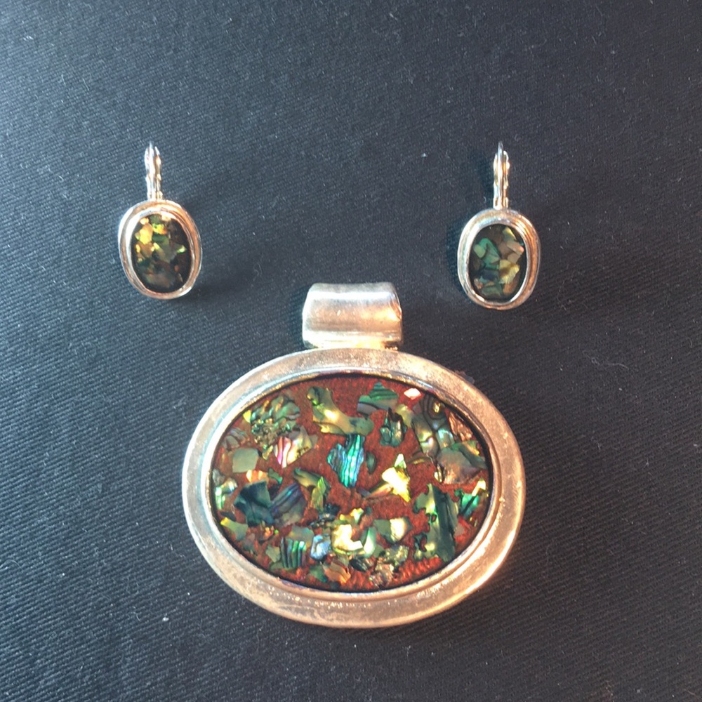 Solid Silver Necklace & Matching Silver Earrings - image 1